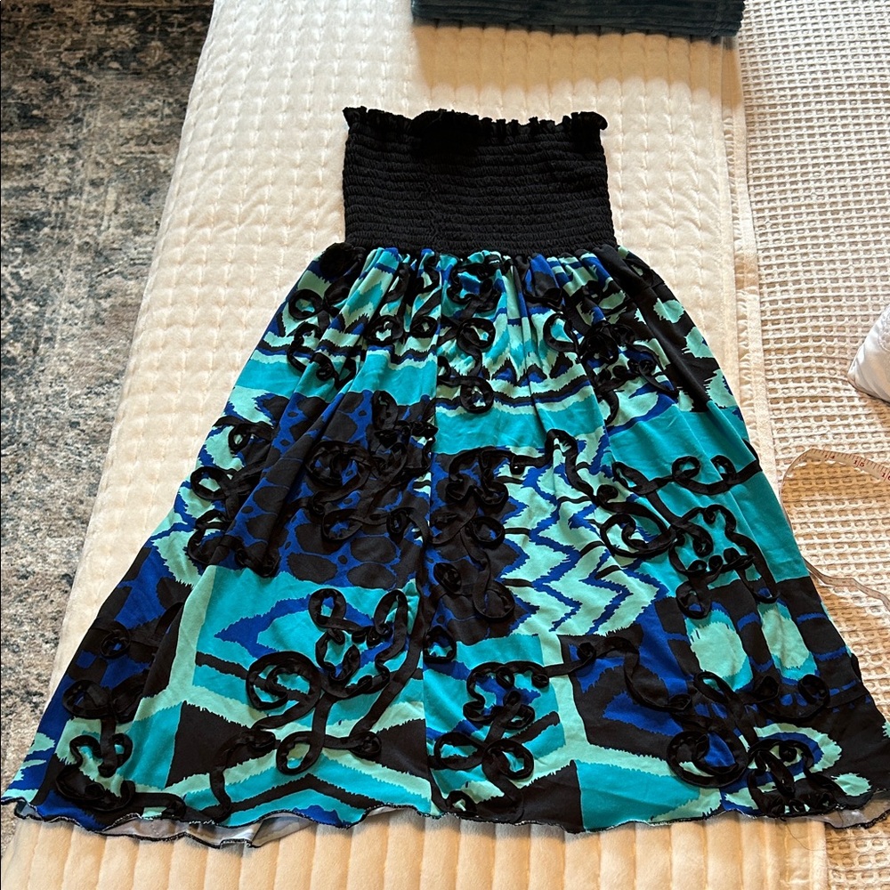 Elegant Blue and Black Women's Swim Coverup